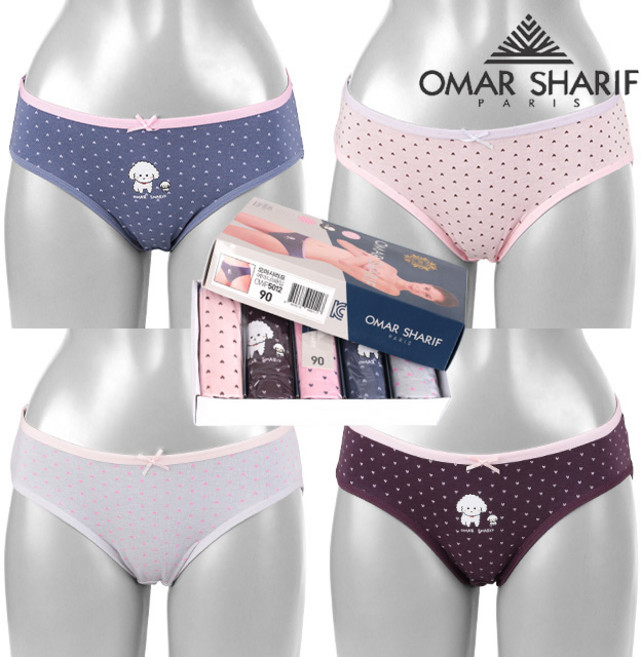오마샤리프 여자 고급 하트나염 미디 스타일 데일리 팬티 5매입 WP5012