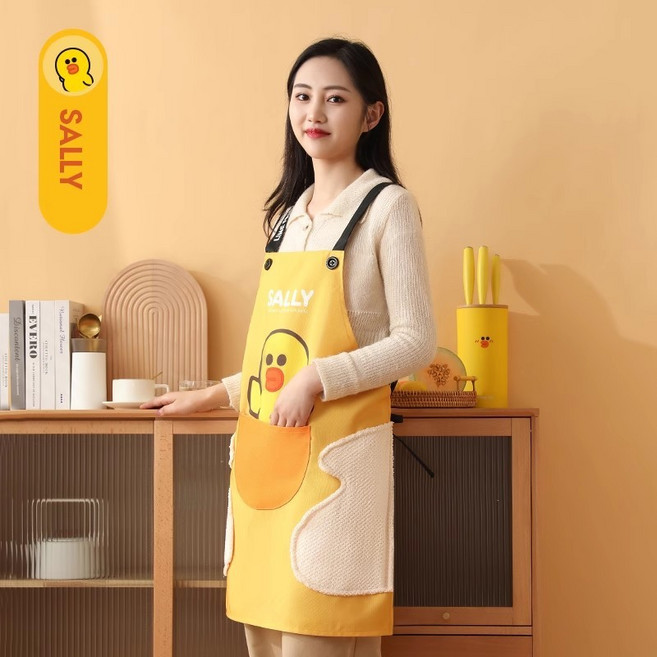 LINE FRIENDS 圍裙袖套組, 擦手款圍裙-莎莉, 1個