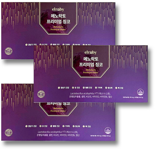 메노락토 프리미엄 징코 갱년기유산균 YT1, 90정, 3박스