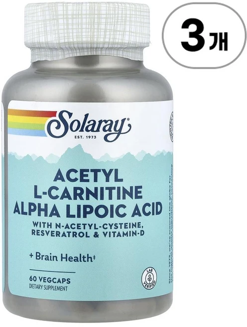 솔라레이 아세틸 L-카르니틴 알파 리포산 Solaray Acetyl L-Carnitine Alpha Lipoic Acid 60정, 3개 - 쿠팡