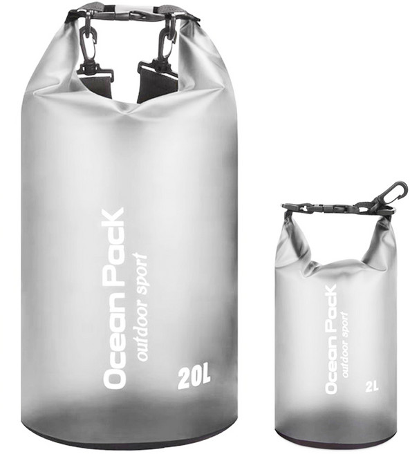 투데이리빙 2종 세트 20L + 2L 대용량 방수 드라이백 수영 물놀이 다용도 가방 초경량 비치 방수백 워터파크 드라이백팩, 1개, R98690W(화이트