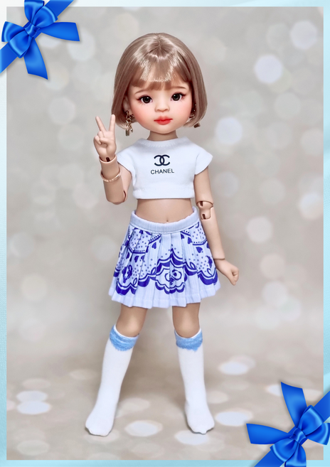 #파올라레이나 32cm 옷( 블루하트 3종세트 )[마구샵]#구체관절인형#bjd#인형옷#다락아이#관절바디#완제품, 1개