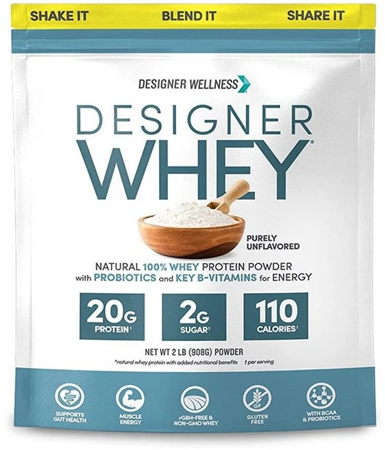 DESIGN 디자인er Wellness 천연 유청 단백질 파우더 2파운드 써머 스트로베리 프로바이오틱스/주요 비타민 B/글루텐프리/논GMO, 2파운드(1팩), 1개, 908g - 쿠팡