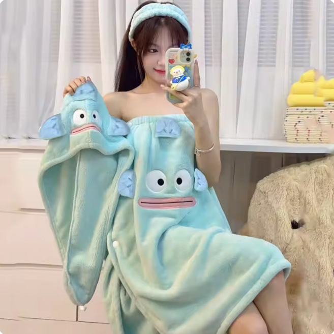 한교동 샤워용품 세트 - 산리오 수면잠옷 원피스 배스타월 인형 팝업 스파오 가운 목욕 타월