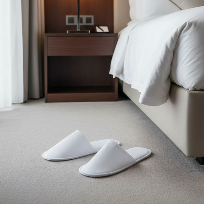 일회용 슬리퍼 10개입 호텔용 가정용 위생 고급 슬리퍼, 화이트, 10개