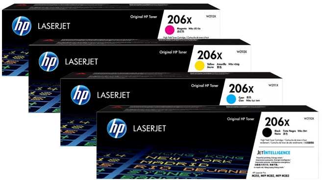 HP 原廠碳粉 206A/206X 系列 W2110A W2111A W2112A W2113A 適用於 M283FDW M255DW, 1個, 206X,紅色原廠碳粉匣