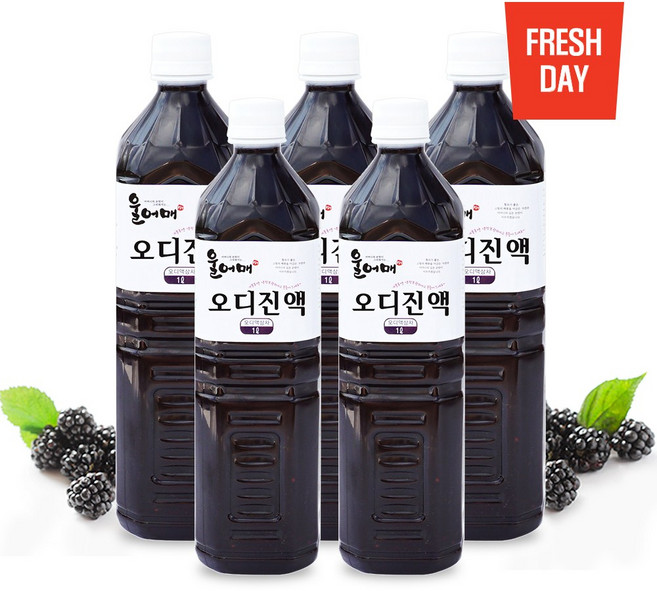 울어매 고창 명품 오디즙 진액, 1L, 5개