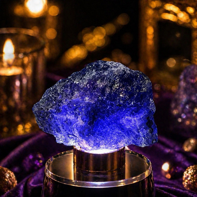 Olina Design 稀有堇青石原礦 擴香石 香薰石 藍紫色血滴 礦物擺件, 靛色堇青石