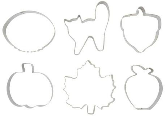 시카고 메탈릭 Chicago Metallic 가을 쿠키 커터 6개 세트 잎 고양이 축구 호박 도토리 사과 모양