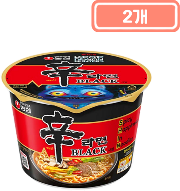 농심 신라면 블랙 사발 컵라면 101 g, 2개