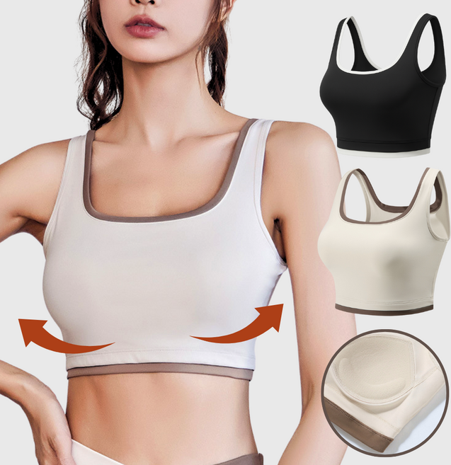 프롬무드핏 밀착 레이어드 스포츠 브라 패드 일체형