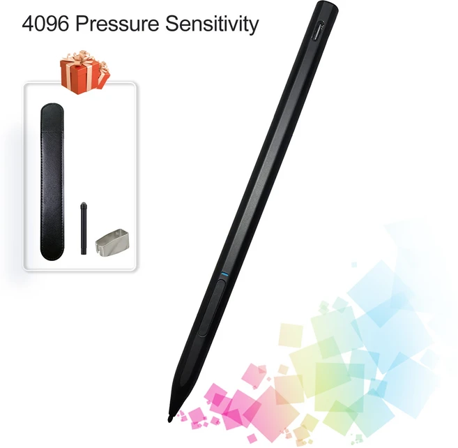Surface USB-C 충전용 스타일러스 펜 4096 Microsoft Pro 8 7 6 5 4 3 X 3 Go 2 노트북 2 Book 2 1, 01 Black