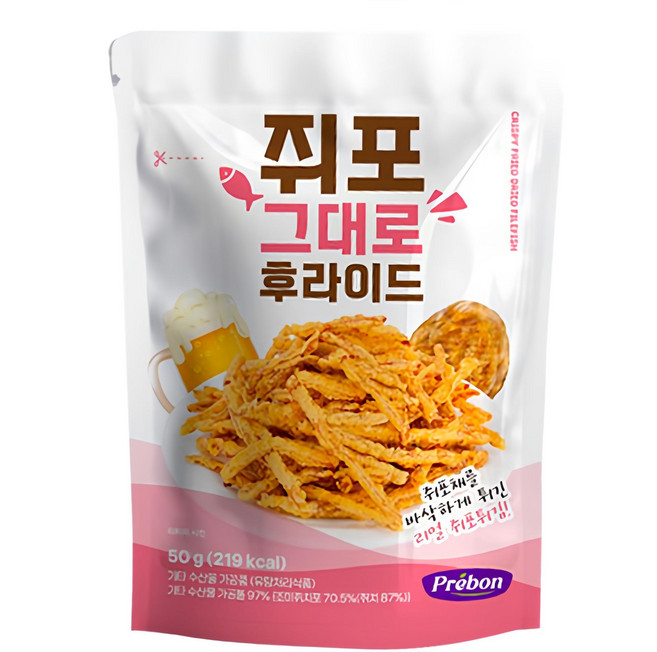 프리본 쥐포 그대로 후라이드, 1개, 50g