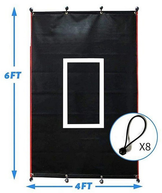 야구네트 투수 그물망 피칭 배팅망 피칭망, 1개, 블랙레드 직사각형 패턴 6x4ft