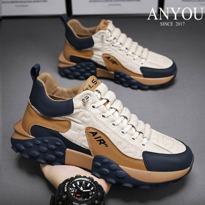 남성 신발 2024 가을 겨울 가죽 캐주얼 운동화 패션 통기 키높이 신발