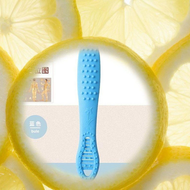 第2版 經絡拍養生拍保敲打捶背小神器健身錘橡膠按摩器拍痧板按摩棒肩頸, 1個, 2025加長35蔚藍加穴位圖