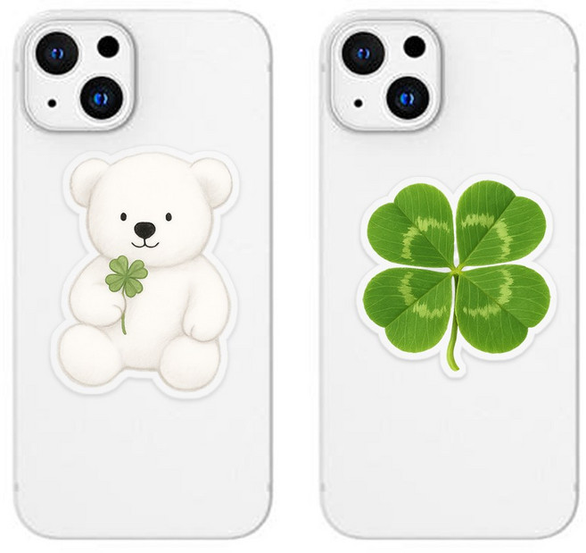 위드코코 (1+1) 행운의 네잎크로바 그립 스마트 톡 핸드폰 거치대, 2개, 베어네잎클로버
