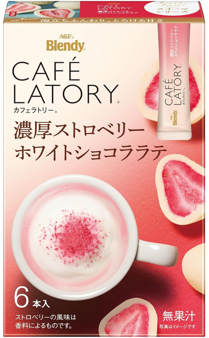 일본 AGF 블렌디 카페 라떼 스틱 리치 스트로베리 화이트 초콜릿 라떼 6개입 6상자 세트, 6개