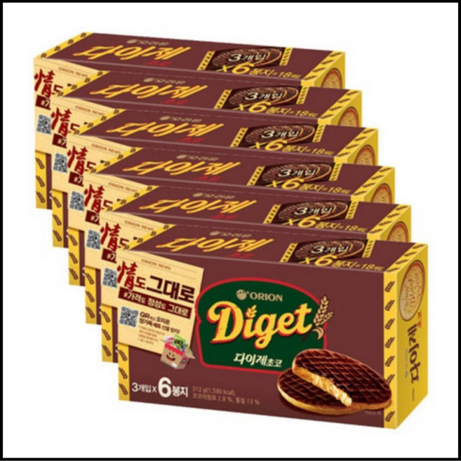 오리온 다이제 초코 6P 312g X6개, 6개