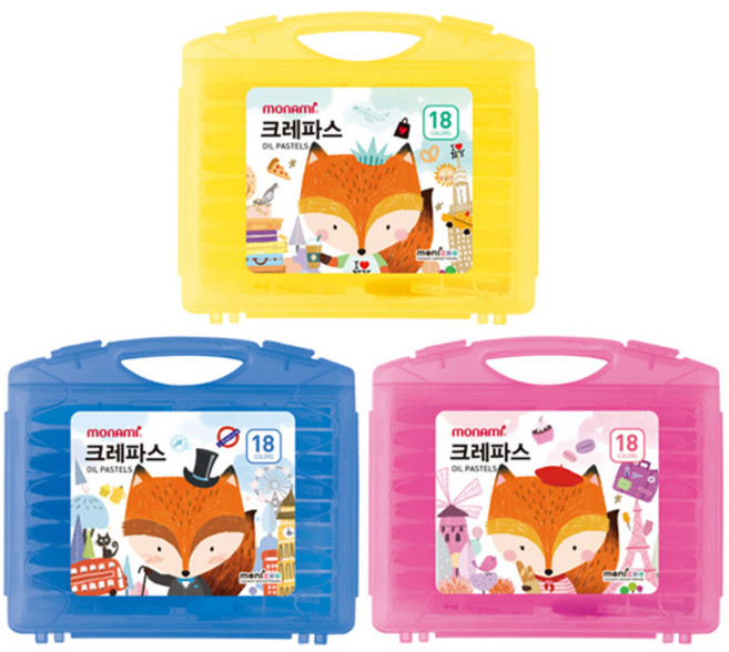 모니주 가방 크레파스 옐로우, 18색, 3개