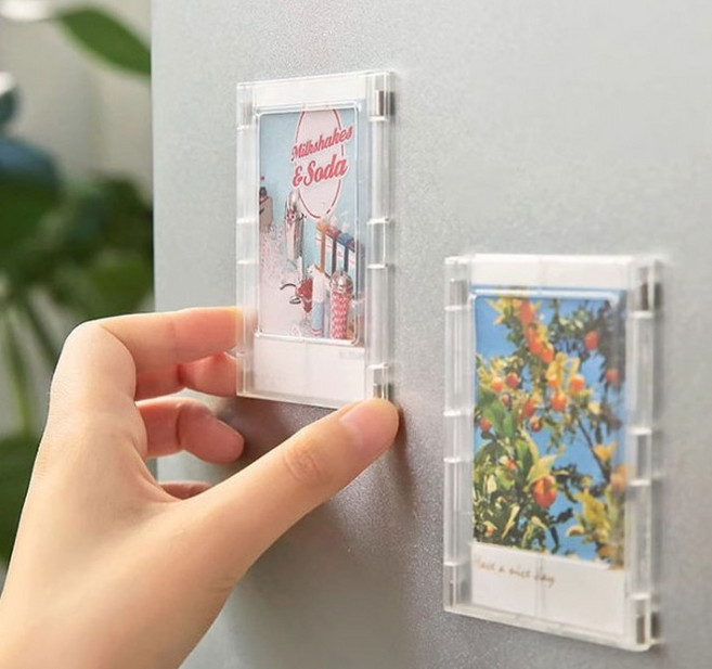 냉장고 현관문 미니 자석 액자 포토카드 폴라로이드, 1개, A 투명