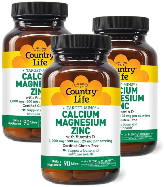 컨트리라이프 칼슘 마그네슘 아연 비타민D Country Life Calcium-Magnesium Zinc, 90정, 3개 - 쿠팡