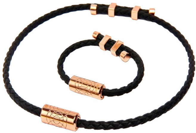 클라비스 에너제틱 바흐 건강팔찌+목걸이 세트, 블랙로즈골드, 1개