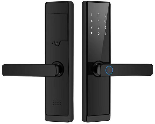 智能門鎖 電子指紋鎖 密碼鑰匙開鎖 臉部辨識 遠端解鎖 適用室內外門, 1個, 無彩屏幕