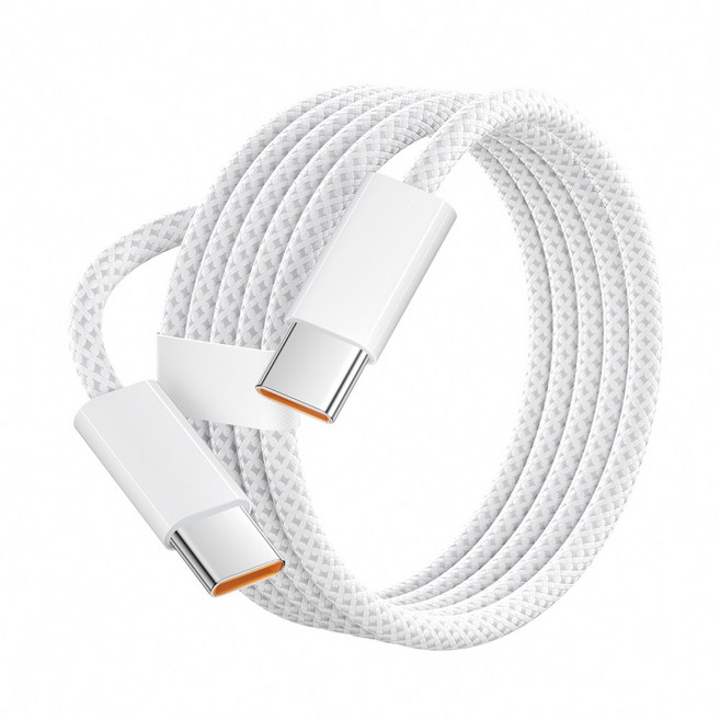 C-C타입 패브릭 초고속 충전 데이터 케이블, 1개, 화이트, 2m