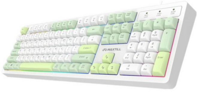 맥스틸 멤브레인 3컬러 키캡 RGB USB 유선 일반형 키보드, GREEN+WHITE 색상, GM-KM1U, 제조사축