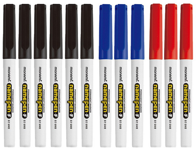 [모나미] 네임펜 중간글씨용 흑색6개 + 적색3개 + 청색3개