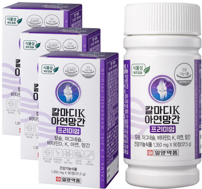 일양약품 칼마디K 아연 망간 프리미엄 영양제 121.5g, 3개, 90정