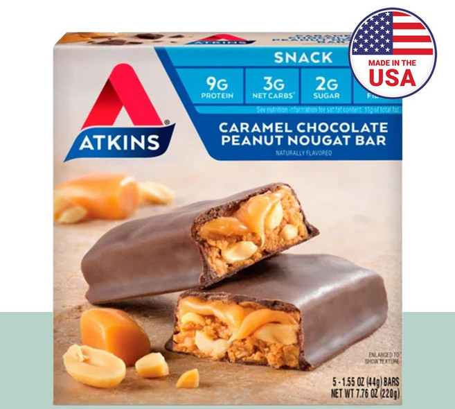 앳킨스 프로틴바 카라멜 초콜릿 땅콩 초코바 5개입, 1세트, 44g