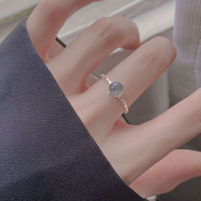ROYALBELLE 여성 월광석 조절 가능 유니크 심플한 미니멀 데일리 스타일 반지 W0073011