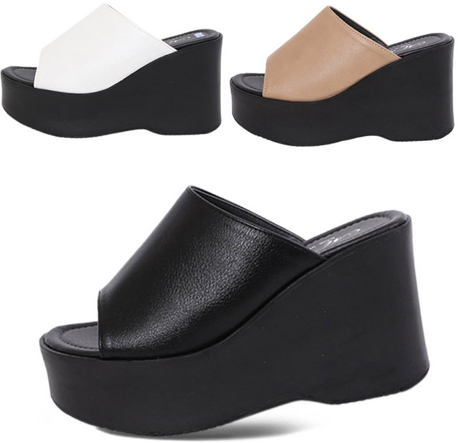 이피다빈 10CM 키높이 통굽 웨지힐 사무실 슬리퍼 실내화