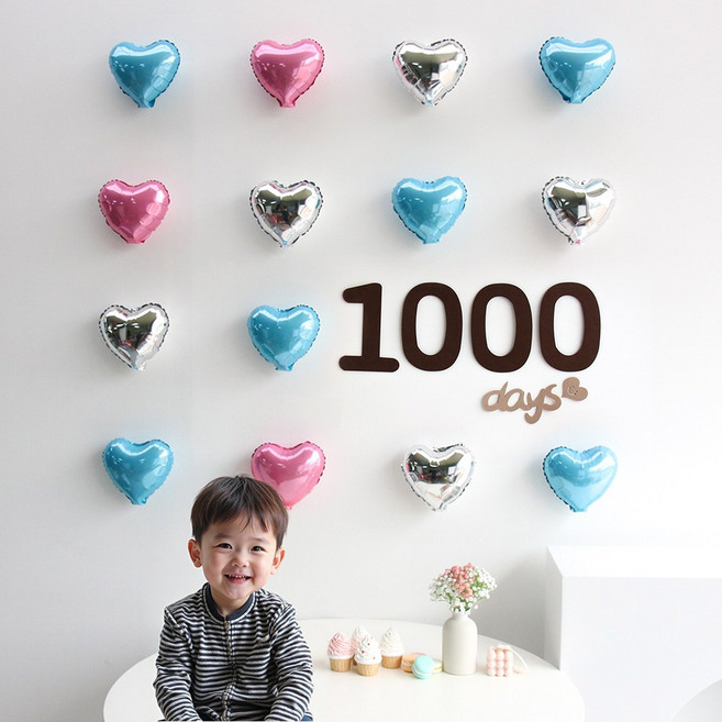 이벤트홀릭 기념일 성장사진 셀프촬영 홈파티 풍선세트, 1000일, 1개, 2.블루 세트