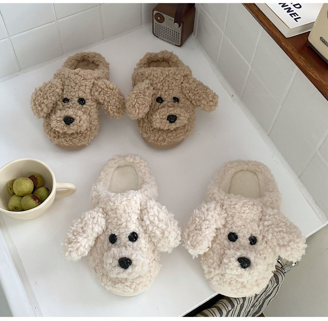 바닐라제이 푸들 슬리퍼 실내화 강아지 멍멍이 댕댕이 털 뽀글이 슬리퍼