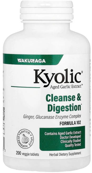 교릭 Kyolic Aged Garlic Extract 칸디다균 제거 및 소화 증진 포뮬라 102 베지 정제 200정 WAK-10232 - 쿠팡