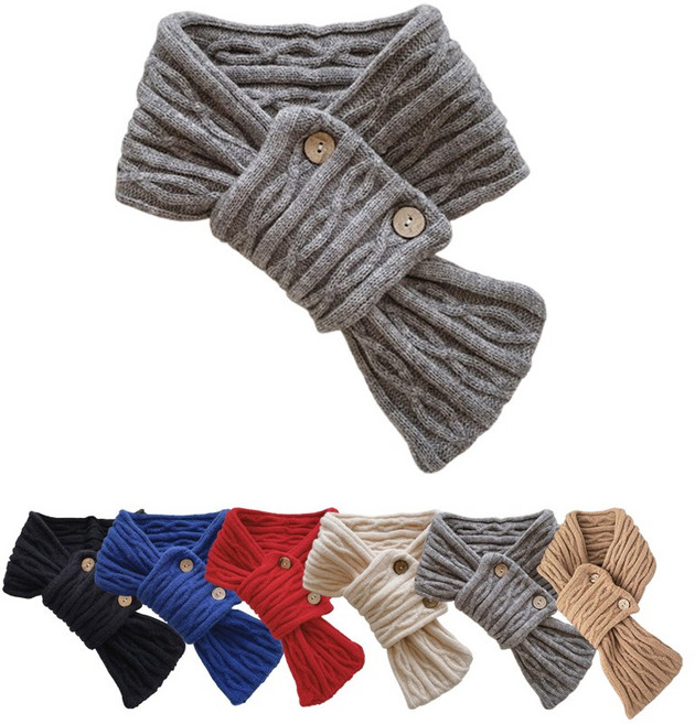 볼품 겨울 쁘띠 숏 목도리 단추 머플러