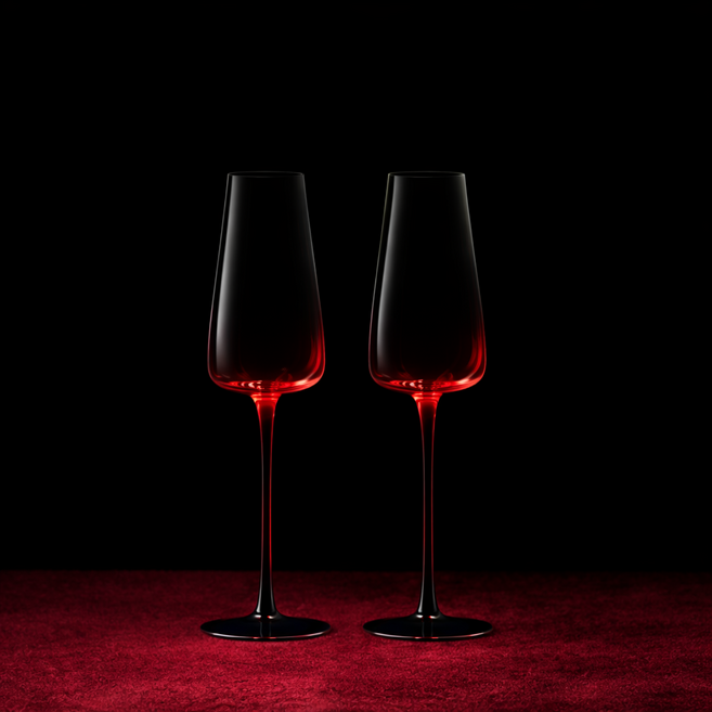 레드타이 핸드메이드 크리스탈 샴페인잔 선물세트, 1세트, 230ml