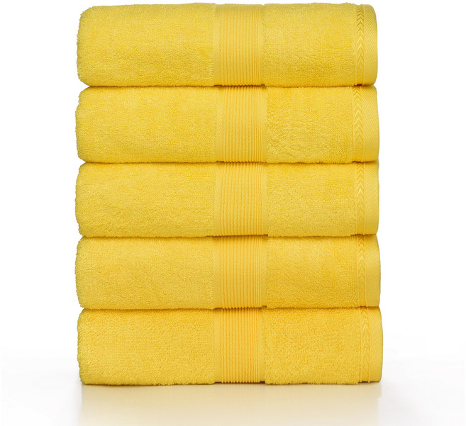 록신 프리미엄 호텔수건 레이온 40수 180g 40x90 부드럽고 항균력 좋은 수건 욕실용 가정용 선물용 다용도 고급 타올, 5개, 노랑