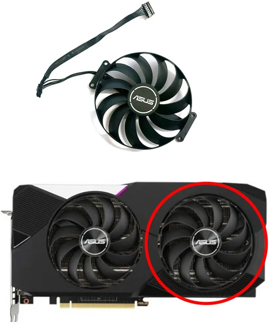 95MM FDC10U12S9-C 7핀 RTX3070TI GPU 환풍기 (ASUS 듀얼 지포스 V2 OC 에디션 8GB 비디오 카드용), 03 1 FAN
