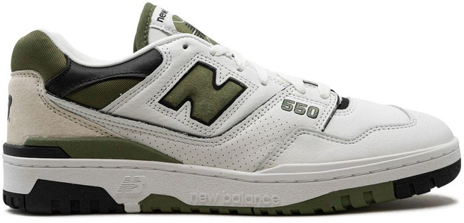 뉴발란스 550 화이트 앤 다크 올리브 스니커즈