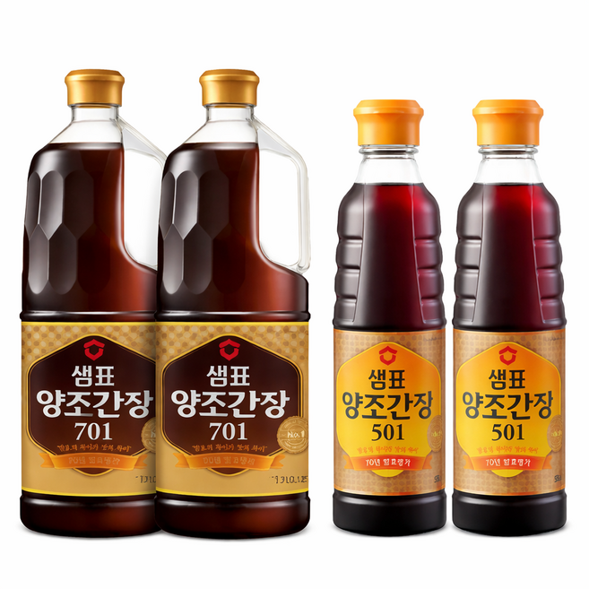 샘표 양조간장701 1.7L 2개 + 양조간장 501 500ml 2개, 2.2L, 2세트