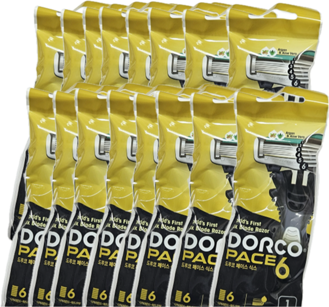 도루코 PACE6 페이스6 휴대용 6중날 면도기 일회용 면도기 개별포장 (선택옵션), 20개, 1개입