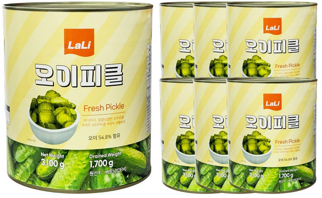 오이피클(라리 슬라이스 3.1K)X6, 3.1kg, 6개