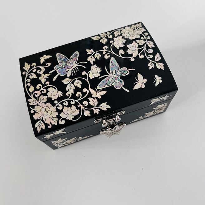 비키나비 자개함 카렌홈데코 자개보석함 자개함 돌반지보관함 4만원대선물, 1개, 블랙(13.3*8*6.3)