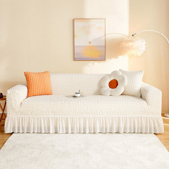 우아한클릭 쇼파커버 소파패드 천갈이 천커버 쇼파덮개 2인용 3인용 4인용, 1개, 크림