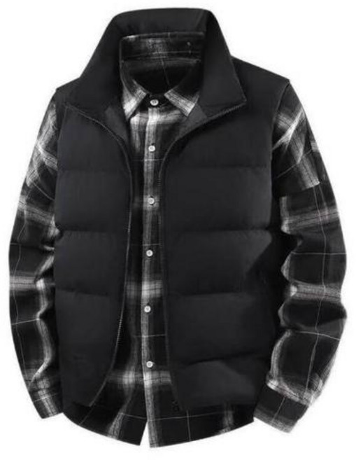 大尺碼男士防風保暖立領鋪棉背心外套