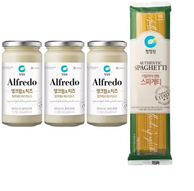 청정원 알프레도 파스타소스 350g 3개 + 스파게티면 500g 1개, 청정원 알프레도 파스타소스, 350g, 3개 + 스파게